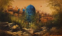 A. Q. Arif, 24 x 42 Inch, Oil on Canvas, Cityscape Painting, AC-AQ-447